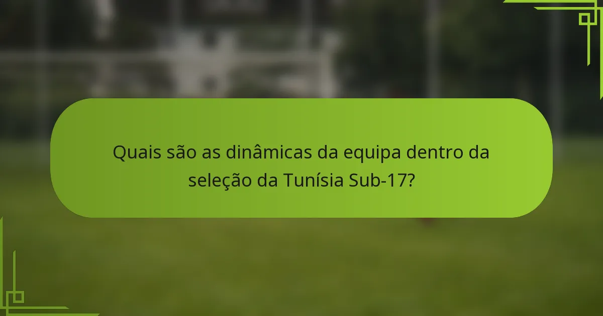 Quais são as dinâmicas da equipa dentro da seleção da Tunísia Sub-17?